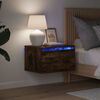 vidaXL Tables de chevet murales avec lumi&egrave;res LED 2 pcs ch&ecirc;ne fum&eacute;