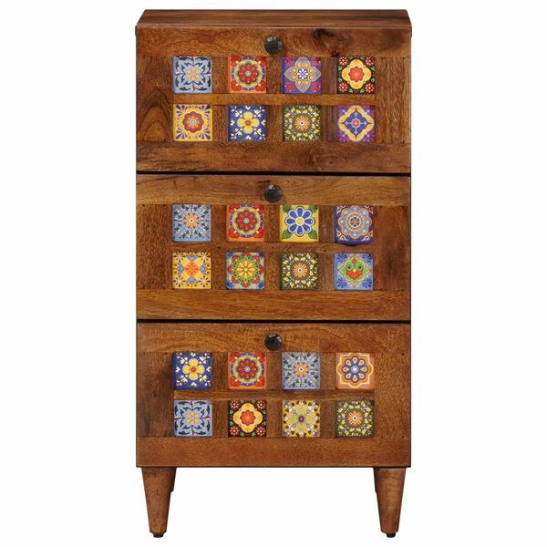 vidaXL Buffet avec tiroir Noyer 40 x 33 x 75 cm Bois de mangue massif
