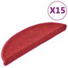 vidaXL Tapis d'escalier 15 pi&egrave;ces 56 x 17 x 3 cm Rouge Demi-rond