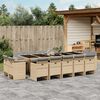 vidaXL Ensemble &agrave; manger de jardin et coussins 15 pcs m&eacute;lange beige