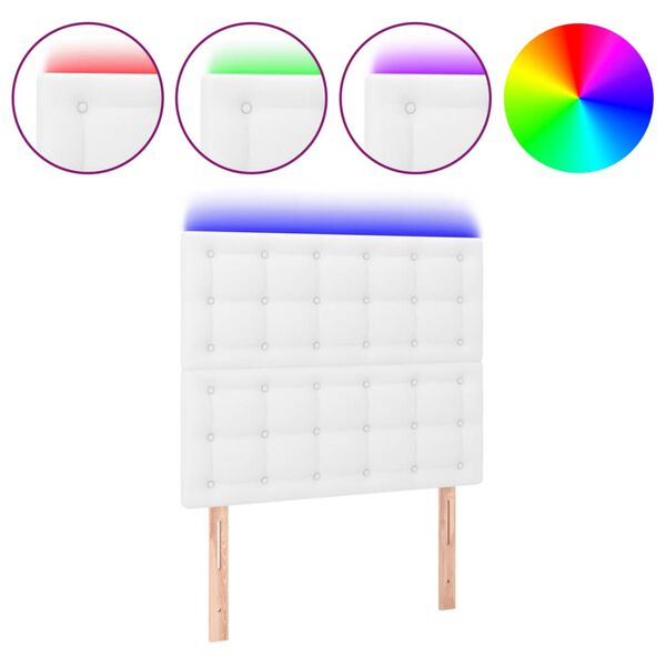 vidaXL T&ecirc;te de lit &agrave; LED Blanc 90x5x118/128 cm Similicuir