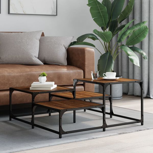 vidaXL Table basse ch&ecirc;ne marron 87,5x87,5x40 cm bois d'ing&eacute;nierie