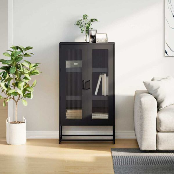 vidaXL Buffet haut noir 68x39x123 cm acier