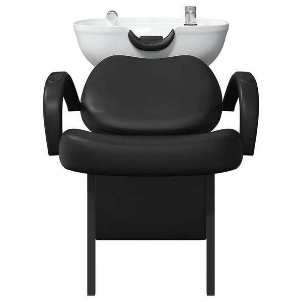 vidaXL Fauteuil de shampooing Noir et Blanc 136 x 60 x 92 cm PVC