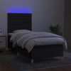 vidaXL Sommier &agrave; lattes de lit et matelas et LED Noir 80x200cm Tissu