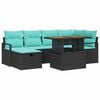 vidaXL Ensemble de canap&eacute; de jardin avec coussin 7 pcs Noir polyrotin