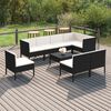 vidaXL Salon de jardin 9 pcs avec coussins Résine tressée Noir