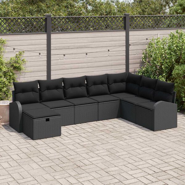 vidaXL Ensemble de Canap&eacute;s avec coussin avec stockage Noir polyrotin