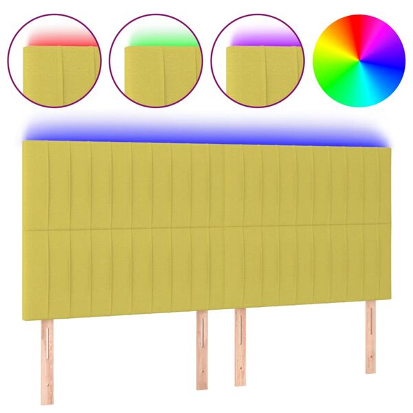 vidaXL T&ecirc;te de lit &agrave; LED Vert 200x5x118/128 cm Tissu