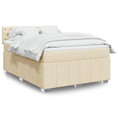 vidaXL Sommier à lattes de lit avec matelas Crème 140x190 cm Tissu