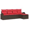 vidaXL Ensemble de Canap&eacute;s 5 pcs Marron et rouge polyrotin