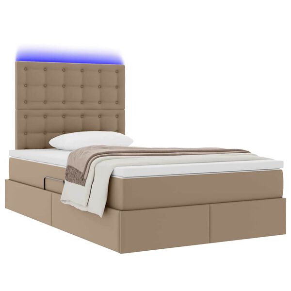vidaXL Lit avec rangement et LED Cappuccino 120 x 190 cm Simili cuir