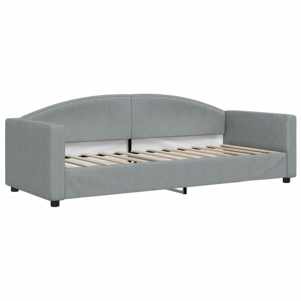 vidaXL Lit de jour avec gigogne et tiroirs gris clair 80x200 cm tissu