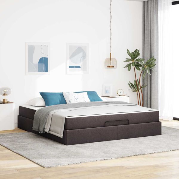 vidaXL Cadre de lit avec matelas avec matelas 2 pcs Tan tissu