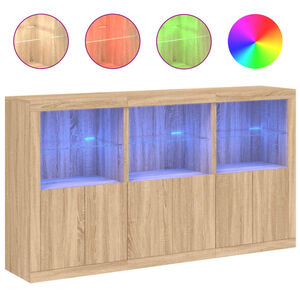 vidaXL Buffet avec lumi&egrave;res LED ch&ecirc;ne sonoma 181,5x37x100 cm