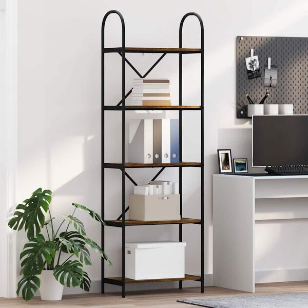 vidaXL &Eacute;tag&egrave;re Ch&ecirc;ne fum&eacute; 60 x 30 x 183 cm Bois d'ing&eacute;nierie
