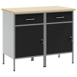 vidaXL Placard de travail 2 pcs Noir et gris 100 x 55 x 85 cm