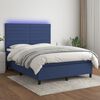 vidaXL Sommier &agrave; lattes de lit et matelas et LED Bleu 140x200 cm Tissu