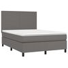 vidaXL Sommier &agrave; lattes de lit avec matelas et LED Gris 140x190 cm