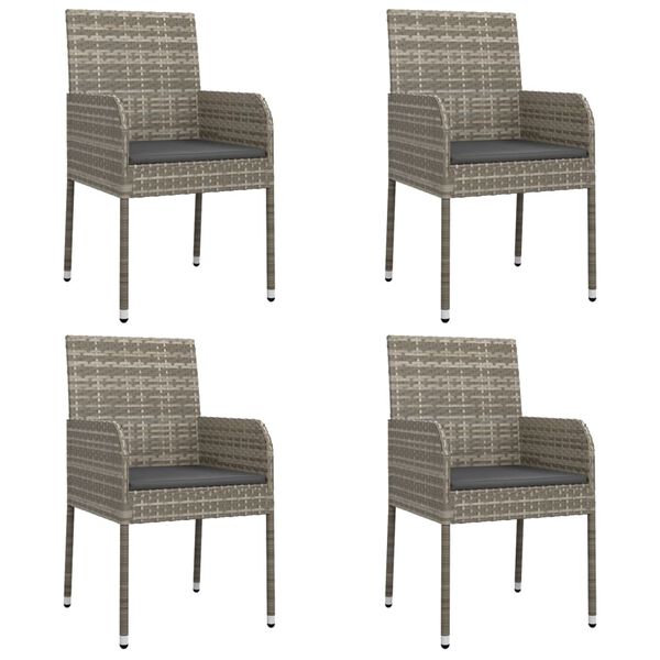 vidaXL Ensemble &agrave; manger de jardin coussins 5 pcs noir et gris