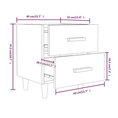 vidaXL Table de chevet Gris béton 40x35x47,5 cm