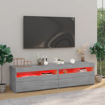 vidaXL Meubles TV avec lumières LED 2 pcs Sonoma gris 75x35x40 cm