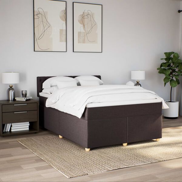 vidaXL Sommier &agrave; lattes de lit avec matelas Marron fonc&eacute; 140x190 cm