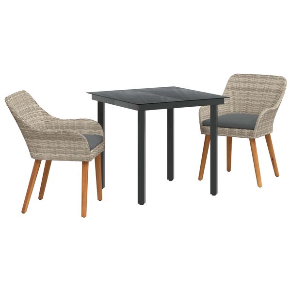 vidaXL Ensemble de salle &agrave; manger pour jardin 3 pcs Gris clair