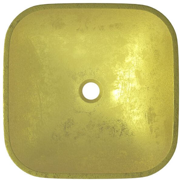 vidaXL Lavabo Verre 42x42x14 cm Dor&eacute;