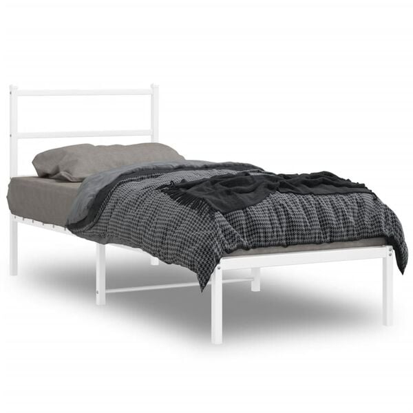 vidaXL Cadre de lit métal sans matelas avec tête de lit blanc 80x200cm