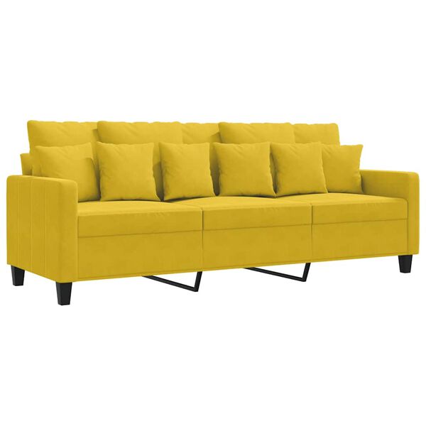 vidaXL Canap&eacute; &agrave; 3 places Jaune 180 cm Velours