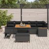 vidaXL Ensemble de canap&eacute; de jardin avec coussin 9 pcs Noir Poly rotin