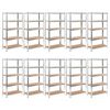 vidaXL &Eacute;tag&egrave;re &agrave; 5 niveaux 10 pcs Argent&eacute; Acier et bois d'ing&eacute;nierie