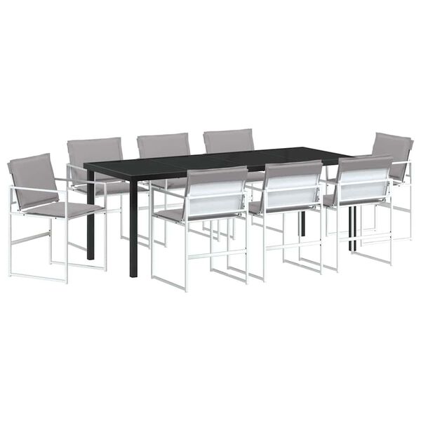 vidaXL Ensemble de salle à manger pour jardin 9 pcs Blanc
