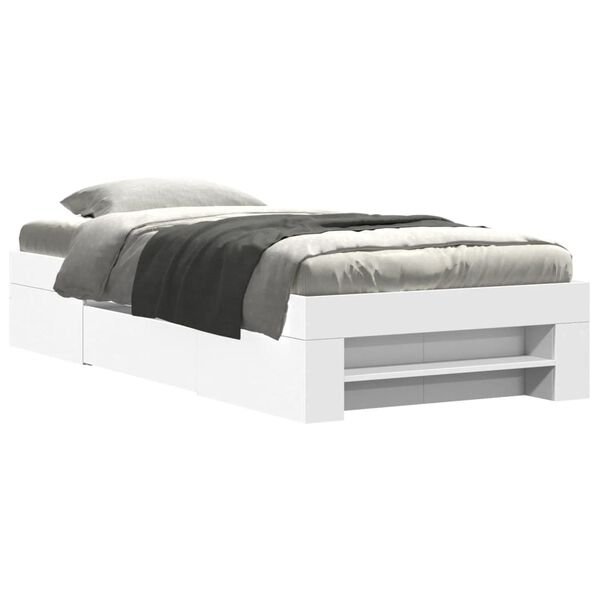 vidaXL Cadre de lit sans matelas blanc 100x200 cm bois d'ing&eacute;nierie