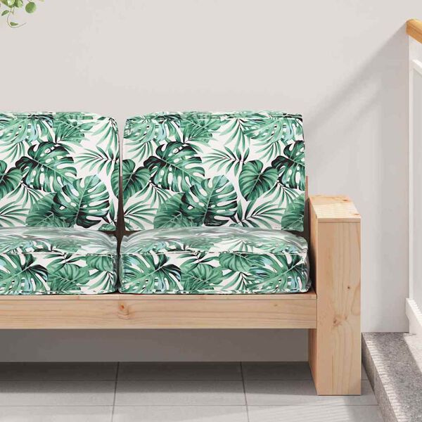 vidaXL Set de coussins de palette Floral 2 pcs Motif Feuille Verte