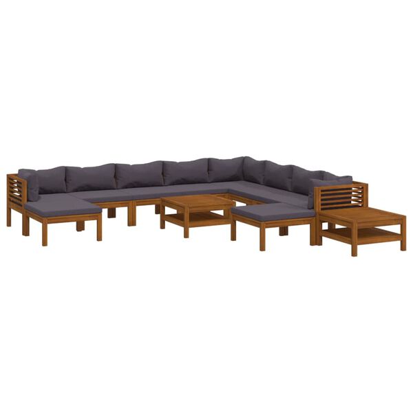 vidaXL Salon de jardin 12 pcs avec coussin Bois d'acacia solide