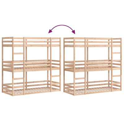 vidaXL Lit superposé triple sans matelas 90x200 cm bois de pin massif