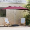 vidaXL Parasol de jardin Rouge bordeaux 385 x 209 x 244 cm tissu