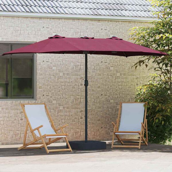vidaXL Parasol de jardin Rouge bordeaux 385 x 209 x 244 cm tissu