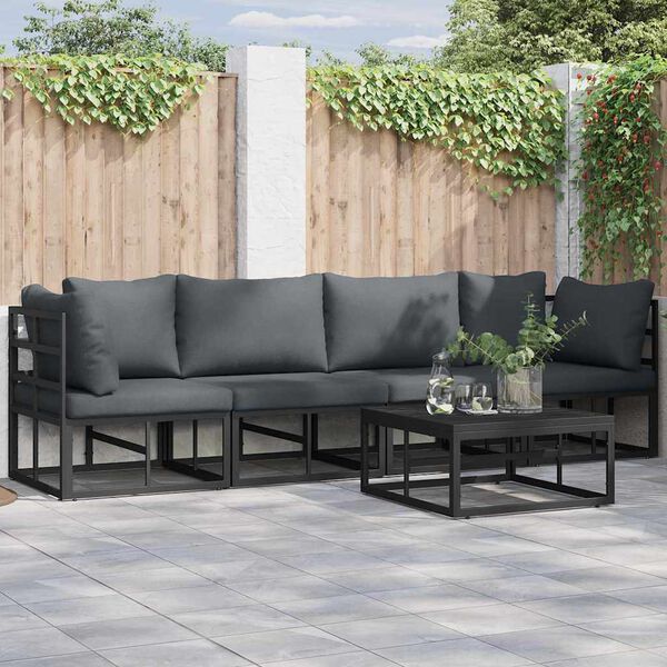 vidaXL Ensemble de canap&eacute; de jardin 5 pcs Noir M&eacute;tal