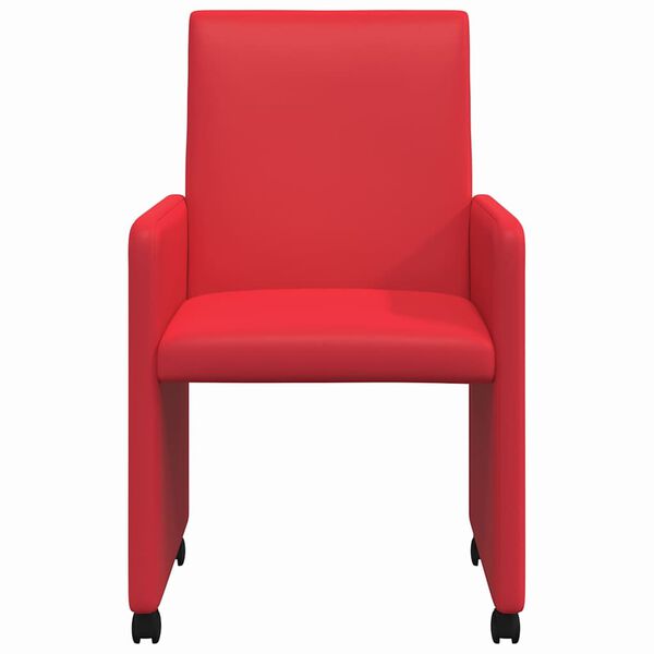 vidaXL Chaises de Salle &agrave; Manger avec Roues 2 pcs Rouge Faux cuir