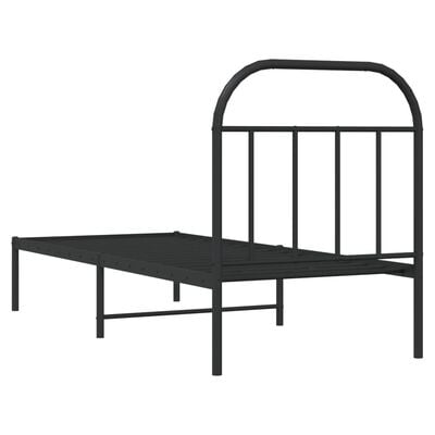 vidaXL Cadre de lit métal sans matelas avec tête de lit noir 75x190 cm