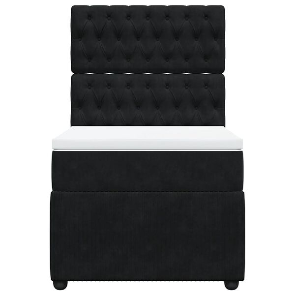 vidaXL Sommier &agrave; lattes de lit avec matelas Noir 90x190 cm Velours