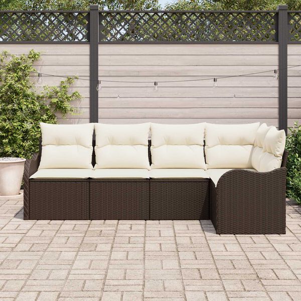 vidaXL Ensemble de canap&eacute; de jardin 5 pcs Marron polyrotin