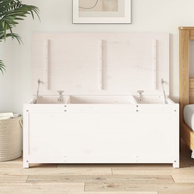 vidaXL Boîte de rangement Blanc 110x50x45,5 cm Bois massif de pin