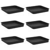 vidaXL Plateau carr&eacute; &agrave; fleurs 6 pcs Noir 15 x 15 x 2 cm Plastique