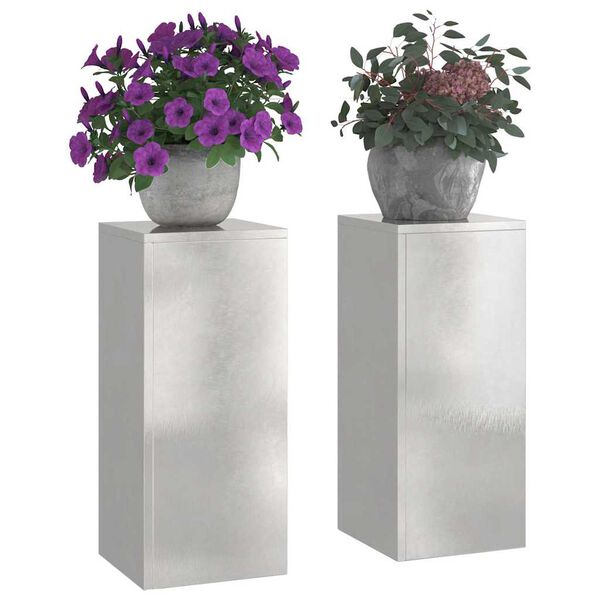 vidaXL Support de Plante 2 pcs Argent 24 x 24 x 55 cm Acier inoxydable