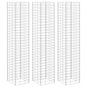 vidaXL Lits sur&eacute;lev&eacute;s en gabion 3 pcs 30x30x200 cm Fer
