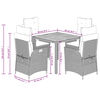 vidaXL Ensemble &agrave; manger de jardin coussins 5pcs Noir R&eacute;sine tress&eacute;e